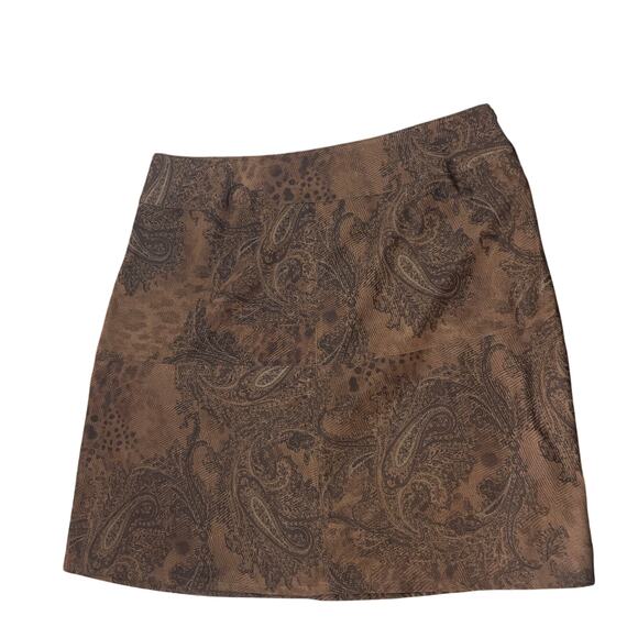 Vintage Giorgio Fiorlini Plus Size Mini Skirt Size 18 Whimsigoth Paisley Brown - Picture 8 of 9